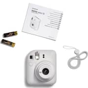 Fujifilm Instax Mini 12 Instant Film Camera Clay White - Mini12CW+1 + 1 Pack Film