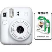 Fujifilm Instax Mini 12 Instant Film Camera Clay White - Mini12CW+2 + 2 Pack Film