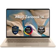 Asus Zenbook 14 (2026) Laptop - Snapdragon X X1-26-100 / 14inch WUXGA / 512GB SSD / 8GB RAM / Shared Qualcomm Adreno GPU / Windows 11 Home / English & Arabic Keyboard / Zabriskie Beige / Middle East Version - [UX3480QA-U1158W] - Pre-order
