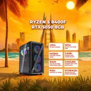 Cyberspace Gaming Tower (2024) Desktop - AMD Ryzen 5-8400F / 500GB SSD / 16GB RAM / 8GB NVIDIA GeForce RTX 5050 Graphics / Windows 11 / Black / International Version