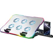 Pawa Laptop Cooling Stand With Phone Holder Silver - PW-LPSTRGB6-SL