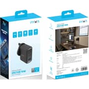 Pawa Vector Triple Port Gan Charger With USB-C Cable Black - PW-TCVR70UT-BK