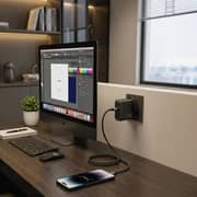 Pawa Vector Triple Port Gan Charger With USB-C Cable Black - PW-TCVR70UT-BK
