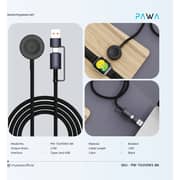 Pawa Hybrid Apple Watch Charger With Cable 1.2m Black - PW-TA3115W3-BK
