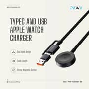 Pawa Hybrid Apple Watch Charger With Cable 1.2m Black - PW-TA3115W3-BK