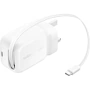 Belkin UltraCharge Retractable GaN Wall Charger 45W White - WCH023MYWH