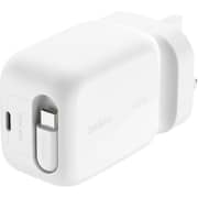 Belkin UltraCharge Retractable GaN Wall Charger 45W White - WCH023MYWH