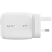 Belkin UltraCharge Retractable GaN Wall Charger 45W White - WCH023MYWH