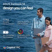 Asus Zenbook 14 (2026) Copilot+ PC - AMD Ryzen AI 7-345 / 14inch WUXGA / 512GB SSD / 24GB RAM / Shared AMD Radeon Graphics / Windows 11 Home / English & Arabic Keyboard / Zabriskie Beige / Middle East Version - [UX3480KA-U1011W]