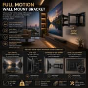 BrandTech Full Motion Swivel TV Wall Mount Black - BT3286FM1