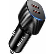 Philips Compact Dual USB-C Car Charger Black - DLP5522C/00