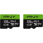 PNY Elite-X MicroSD Memory Card 128GB Green/Black 2 Pack - P-SDU128X2U3EXC-GE - International Version