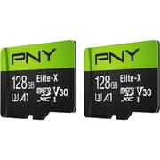 PNY Elite-X MicroSD Memory Card 128GB Green/Black 2 Pack - P-SDU128X2U3EXC-GE - International Version