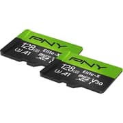 PNY Elite-X MicroSD Memory Card 128GB Green/Black 2 Pack - P-SDU128X2U3EXC-GE - International Version