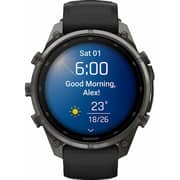 Garmin Fenix 9 Pro Smartwatch Carbon Grey DLC Titanium with Black/Pebble Grey Silicone Band