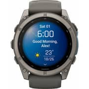 Garmin FENIX 9 Smartwatch Titanium with Pebble Gray Silicone Band