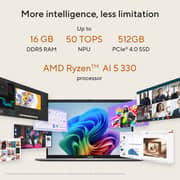 Asus Vivobook S14 (2026) Copilot+ PC - AMD Ryzen AI 5-330 / 14inch FHD / 512GB SSD / 16GB RAM / Windows 11 Home / English & Arabic Keyboard / Cool Silver / Middle East Version - [M3407KA-SF109W]