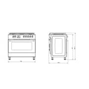 Baumatic Free Standing 5 Burner Gas Cooker 90cm Stainless Steel/Black - BMEC9GGTSS