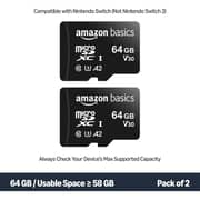 Amazon Basics microSDXC Memory Card 64GB Black Pack of 2 - LSMICRO64GU3D