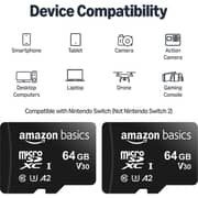 Amazon Basics microSDXC Memory Card 64GB Black Pack of 2 - LSMICRO64GU3D