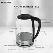 Krome Glass Electric Kettle - KR-KTG100D