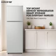 Krome Top Mount Refrigerator 138L Silver - KR-RDC180SF