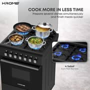 Krome 4 Burner Gas Cooker 60x60cm Black - KR-CR6062BO