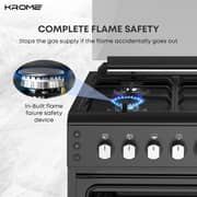 Krome 4 Burner Gas Cooker 60x60cm Black - KR-CR6062BO