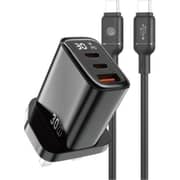 Fifth Element PULSE Firefly GaN 3 Port 30W Charger with Cable Black - FEADDDAG30B