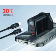 Fifth Element PULSE Firefly GaN 3 Port 30W Charger with Cable Black - FEADDDAG30B