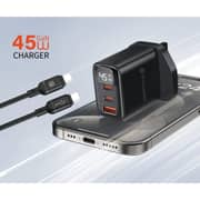 Fifth Element PULSE Firefly GaN 3 Port 45W Charger with Cable Black - FEADDDAG45B