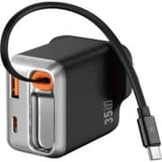 Fifth Element Helix 2 Port 35W Charger with USB-C Cable 70cm Black - FEADBICG35WB