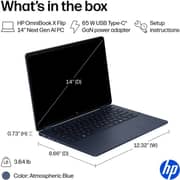 HP OmniBook X Flip 2-in-1 Convertible (2026) Laptop - 3rd Series / Intel Core Ultra 7-355 / 14inch 2K / 512GB SSD / 24GB RAM / Shared Intel Graphics / Windows 11 Home / English Keyboard / Blue / International Version - [14-KP0023dx]
