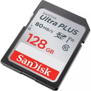 SanDisk Ultra PLUS SD Memory Card 128GB Black/Silver - SDSDUBQ-128G-ATGIN