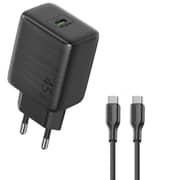 Oraimo 45W GaN Dual-Port Fast Charger USB-C + USB-A PD 3.0 – Black – OCW-5453ECC