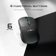 ZeroTech Lightweight Wired & Wireless Mouse 2.4G + Bluetooth with RGB Backlight – Black