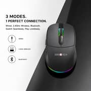 ZeroTech Lightweight Wired & Wireless Mouse 2.4G + Bluetooth with RGB Backlight – Black