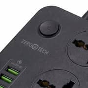 ZeroTech Power Strip 3 Outlets + 6 USB Ports 2500W – Black – ZPCPS-36CH