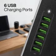 ZeroTech Power Strip 3 Outlets + 6 USB Ports 2500W – Black – ZPCPS-36CH