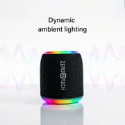 ZeroTech Mini Bluetooth Speaker with RGB Ambient Lighting, 5Watt IPX5 - Black - ZPCS-P225BK