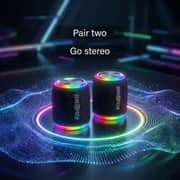 ZeroTech Mini Bluetooth Speaker with RGB Ambient Lighting, 5Watt IPX5 - Black - ZPCS-P225BK
