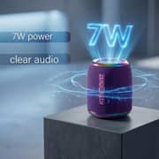 ZeroTech Mini Bluetooth Speaker with RGB Ambient Lighting, 5Watt IPX5 – Purple - ZPCS-P225PE