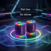 ZeroTech Mini Bluetooth Speaker with RGB Ambient Lighting, 5Watt IPX5 – Purple - ZPCS-P225PE