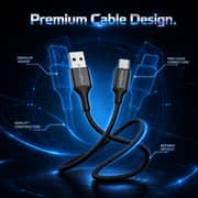 ZeroTech USB-A to USB-C Charging Cable 1m 15W Braided with Aluminium Connectors – Black – ZPCC-AC151A