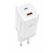 ZeroTech Crystal 45W GaN Dual-Port Wall Charger USB-C PD + USB-A QC3.0 – White – ZA-451W