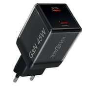 ZeroTech Crystal 45W Dual USB-C Fast Charger – Black – ZA-45B