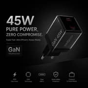 ZeroTech Crystal 45W Dual USB-C Fast Charger – Black – ZA-45B