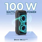ZeroTech Party Box Speaker System 100W with Bluetooth 5.3, FM Radio & LED Lights- Black - ZPCS-P8D