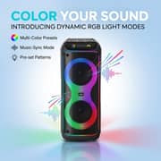 ZeroTech Party Box Speaker System 100W with Bluetooth 5.3, FM Radio & LED Lights- Black - ZPCS-P8D