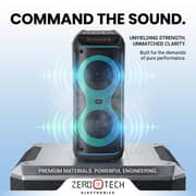 ZeroTech Party Box Speaker System 100W with Bluetooth 5.3, FM Radio & LED Lights- Black - ZPCS-P8D